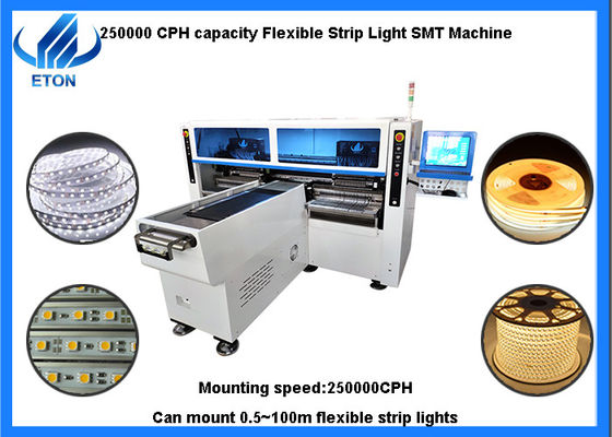 Esnek şerit ışığı için seçme ve yerleştirme makinesi 1M - 100M 250000CPH Çift modül başları