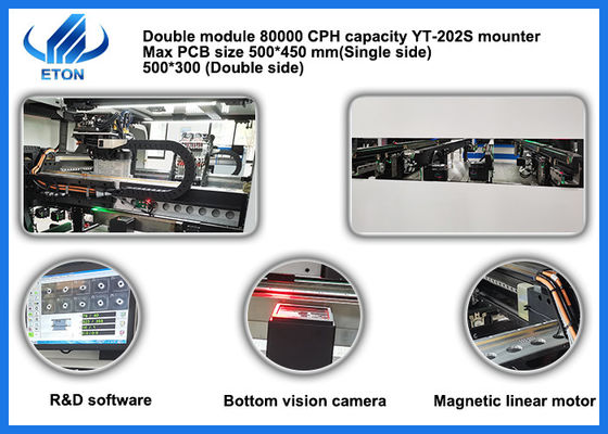 Çok Fonksiyonlu Alma ve Yerleştirme Makinesi 32 Kafa 80000CPH Çift Modül SMT Yerleştirme Makinesi
