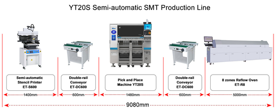 20 Spindles High Speed SMT Pick and Place Makine, bileşenlerin tam yerleştirilmesi için
