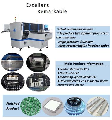 9000CPH Otomatik SMT Alma ve Yerleştirme Makinesi 8KW 0.04mm Hassas